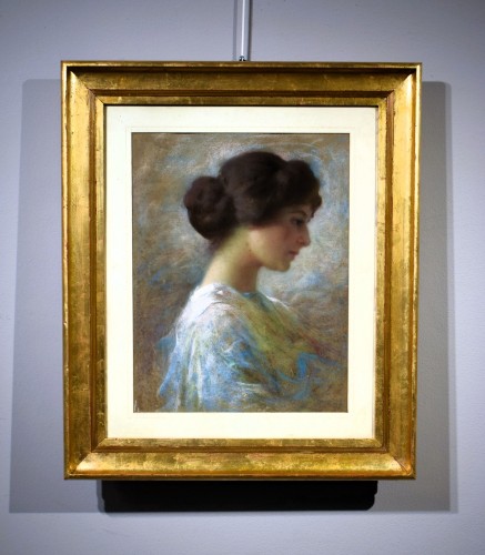 Portrait de femme, pastel début 20e - Romano Ischia